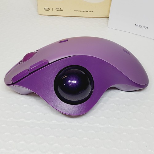 Trackball Wireless Mouse MBD5 Bluetooth 2.4G USB Ergonomic Thumb Roll PURPLE - Picture 10 of 20
