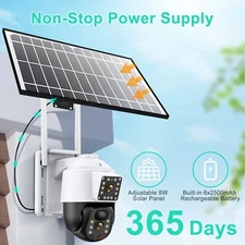 4MP Solar Security Camera Wireless Outdoor Dual Lens PTZ Solar Cameras 10x Zoom