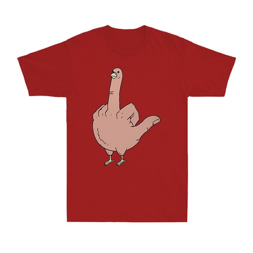 Chicken Middle Finger Funny Gesture Gift Rude Joke Vintage Men's Cotton T-Shirt - Picture 8 of 10