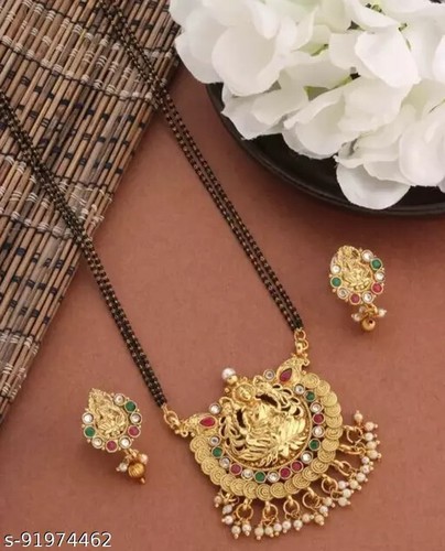 Joyería étnica larga para mujeres indias de boda larga del sur de la India Mangalsutra - Imagen 7 de 7