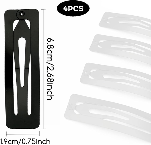 Snap Hair Clips 4PCS 7Cm Metal Hair Clips Large Rectangle Hair Barrettes Non-Sli - Picture 2 of 12