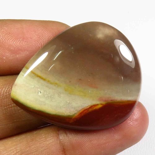 Pietra Preziosa Diaspro Polygram 33x26 mm Fatti a Mano Pera Liscia 38Cts PG-121 - Foto 10 di 10