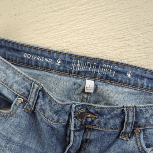 Jeans recortados Jennifer Lopez Boyfriend talla 8 azul elástico desgastado denim - Imagen 4 de 11