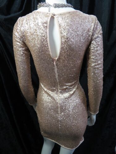 Lipsy Gold Nude Sequin Wrap Dress 10 Long sleeve Champagne Party Occasion £68 - Picture 17 of 24