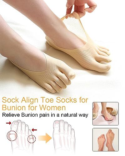 6 Pairs Orthopedic Compression Toe Socks No Show Yoga Socks Five Finger Socks - Picture 5 of 6