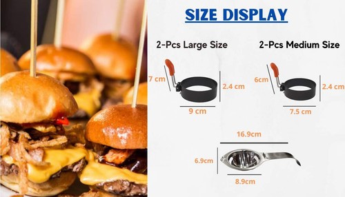 4 Pack Stainless Steel Egg Rings with Egg Separator Round Professional Pancak... - Bild 2 von 9