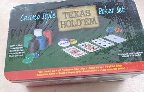 Casino Stil Texas Hold'em Poker Set Neu Versiegelt Blech Behälter Karten Geschenk Spiel