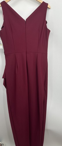 Alex Evenings Gr. 14 langes seitlich gerafftes Kleid mit kaskadenförmiger Rüschen burgunderrot - Bild 8 von 11