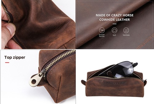 US Stock Pencil Case Leather Large Capacity Pouch Pen Bag Office Organizer Retro - Picture 7 of 10