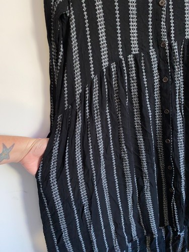 Bump Love Cotton Dress Womens Size 12 Black Maternity Button Long Sleeve V-Neck - Picture 6 of 14