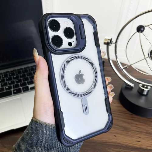 Magsafe Magnetic Lens Protection Stand Phone Case For iPhone 13 14 15 Pro Max 14 - Photo 6 sur 10