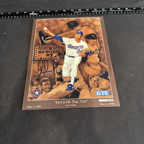 Signed By Nolan Ryan Fifth of the 7th Numbered Print by Vernon Wells X48 - Picture 2 of 5