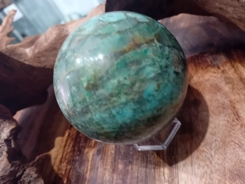 Beautiful Chrysocolla In Quartz Sphere (SP2) - Picture 9 of 9