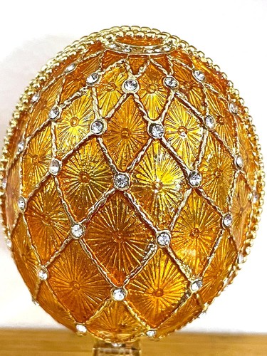Collezione Imperiale Faberge Uova Royal Easter Egg Trinket ORO 24k Fabergé 5,1" - Foto 7 di 12