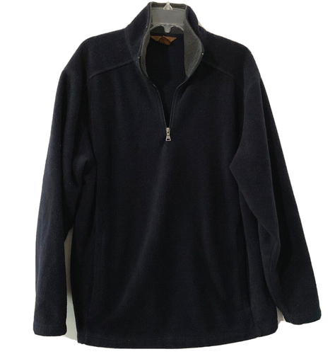 Fleece Size Large Jacket Men's 1/4 Zip Navy Blue W/Pockets Cabincore Z1 - Picture 2 of 4