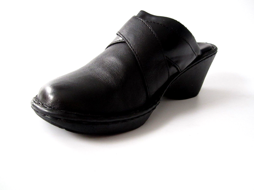 Thom McAn Shoes Womens 10M Casual Comfort Slip On Mule Clogs Black Leather Wedge - Picture 8 of 14