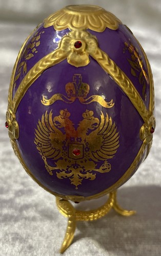 TFM The Franklin Mint Faberge Imperial Porcelain Jeweled Eggs w/Stands Set Of 6 - Picture 6 of 9