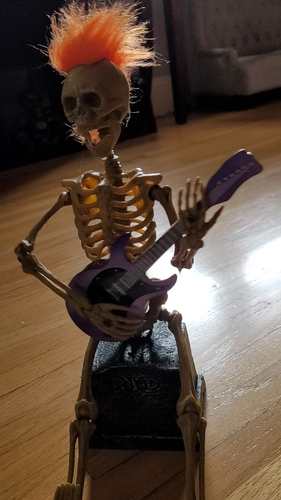 Skeleton Mohawk Guitar Figure Prop Halloween - Video 1 of 1