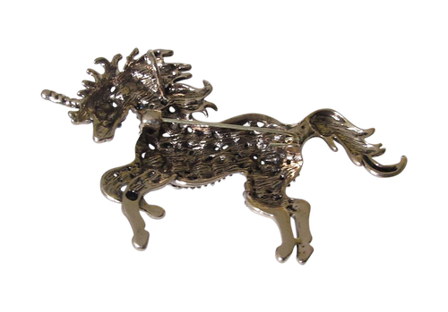 Broche bijou Licorne Bronze doré avec Pierres incrustées. - Foto 3 di 4