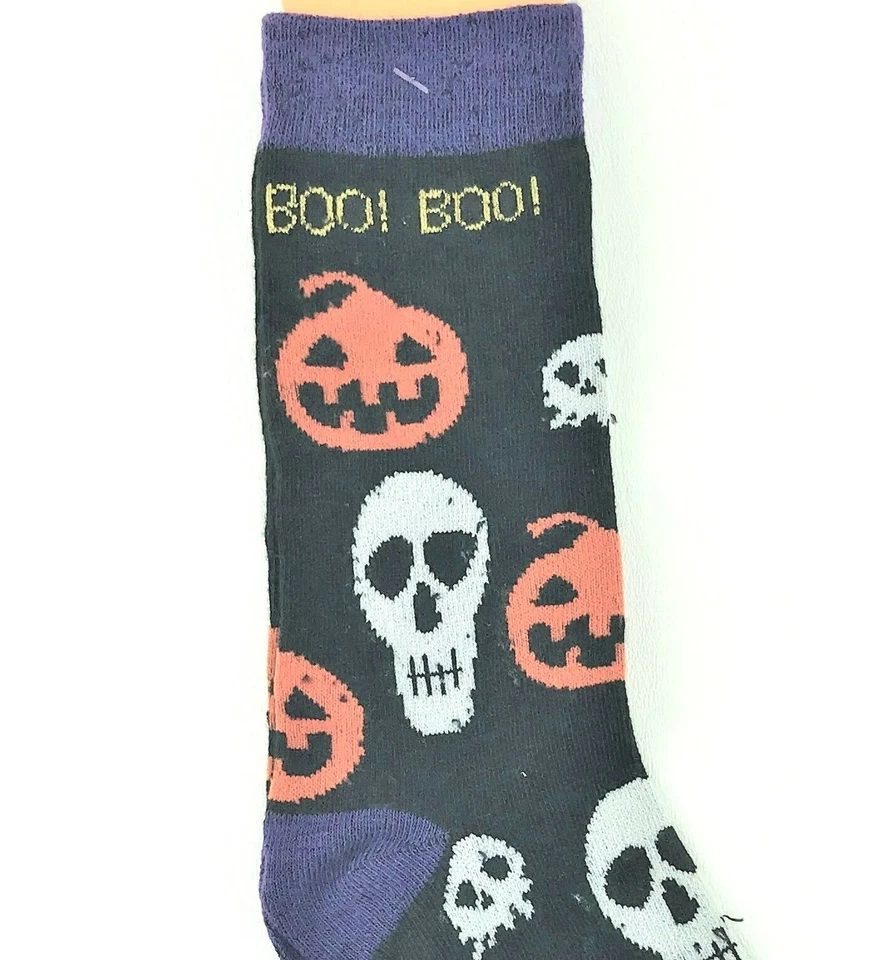 Mujer BOO! BOO! Calabazas y Calaveras (1) Par Divertidos Calcetines Novedad Halloween Crew  Foto 2 de 4