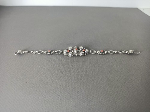 Ancien Bracelet Ethnique Corail Rouge Sur Argent Massif 925. - Picture 6 of 10