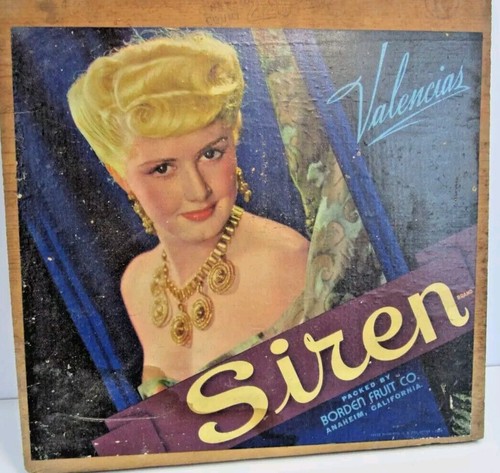 Vintage Schild Borden Obst Holzkiste Kiste Seite Valencias Anaheim Kalifornien #CC
