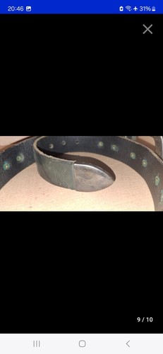 Vintage Greek Black Leather Belt Silver Tone Buckle Size 120/4 Length 1117cmSALE - Picture 9 of 9
