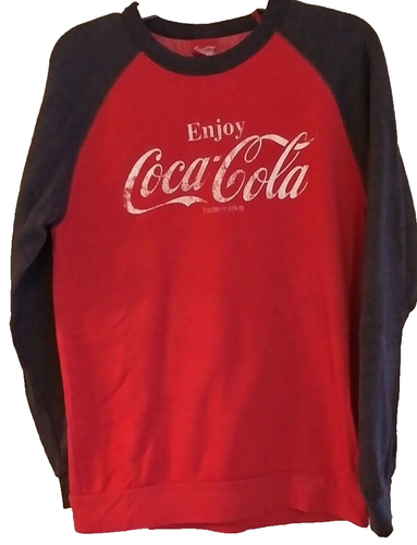 Coca-Cola Crew Sweatshirt Size M Enjoy Coca-Cola Red/Charcoal Raglan Sleeves