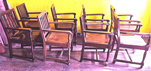 8 1940's VINTAGE OAK MARBLE SHATTUCK ARMCHAIRS OFFICE LIBRARY ARM CHAIR FREESHIP - Picture 3 of 22