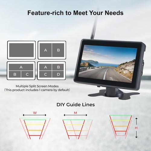 Wireless RV Backup Camera System with Blind Spot Detection, 7'' HD Touch Scre... - Picture 6 of 9