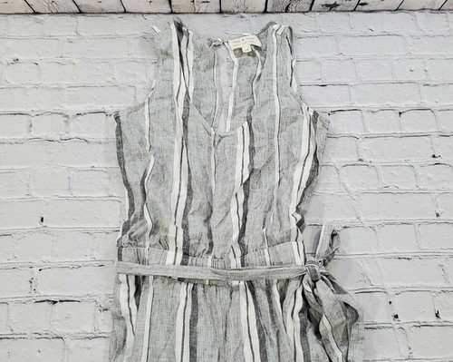 Cloth & Stone WOMENS XS Grey Striped Jumper Pants Pockets Opened Back Jumpsuit - Picture 2 of 6