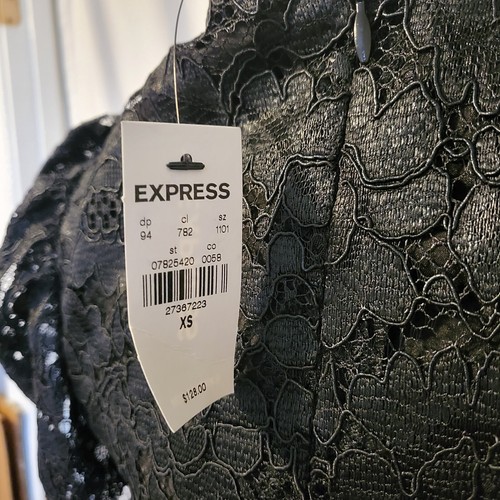 Express Lace Dress, Black, Size Extra Small, Long Sleeve, Knee Length, NWT - Bild 6 von 7