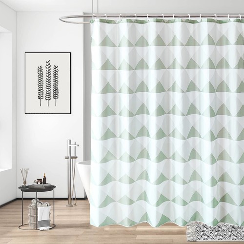 Waterproof Polyester Fabric Bathroom Shower Curtain Splash Proof with 12 Hooks - Picture 71 of 179
