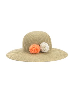 Italian-Hat-New-DANIELE-MEUCCI-Natural-Straw-Pom-Pom-Made-in-Italy