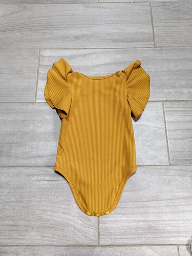 Yellow baby romper with ruffled sleeves - Bild 4 von 5