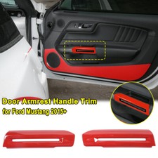 2X Red ABS Door Armrest Cover Trim Protection Accessories For Ford Mustang 2015+