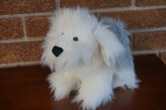 PLUSH Ganz WebKinz OLD English SHEEPDOG Gray White Puppy Dog Small HM377 Toy for sale online