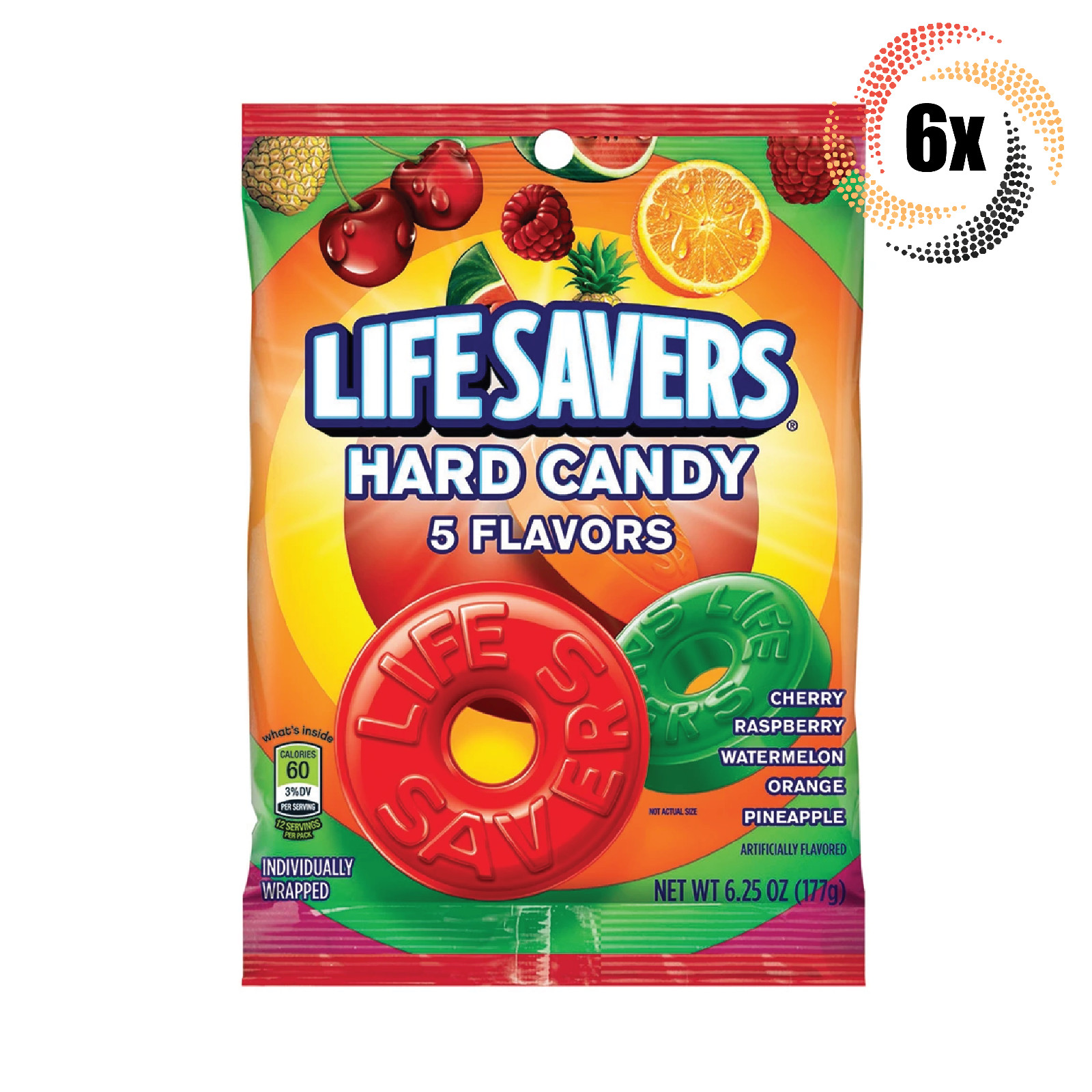 6x пакетиков Lifesavers Ассорти из конфет с 5 вкусами|6,25 унции | Быстрая доставка