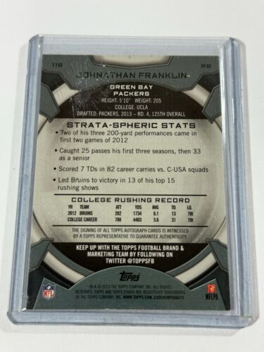 Johnathan Franklin 2013 Topps Strata RC Auto #116 Green Bay Packers - Picture 2 of 2