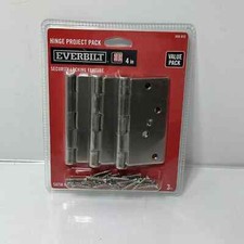 Everbilt 4 in Satin Nickel Square Corner Security Door Hinges Value (3-Pack)