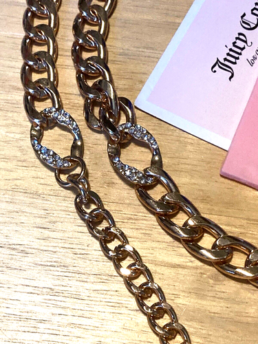 Juicy Couture Chain Belt Rose Gold-Tone CZ/Rhinestone Link NWT L/XL X-Large - Picture 18 of 18