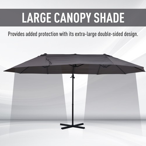 14ft Patio Umbrella Double-Sided Outdoor Market Extra Large Umbrella with Crank, - Picture 4 of 5