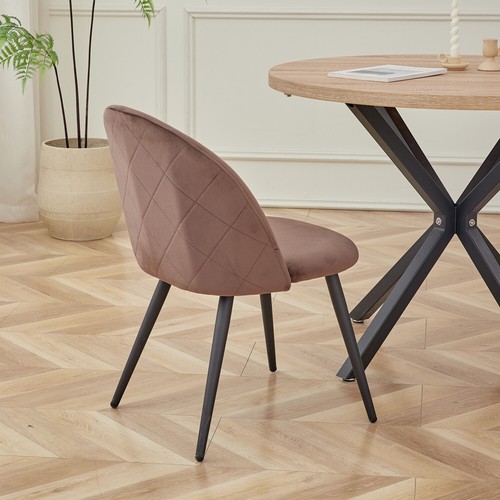 Set di 2 Sedie per Sala da Pranzo Imbottite Design Nordico Velluto Marrone - Foto 8 di 12