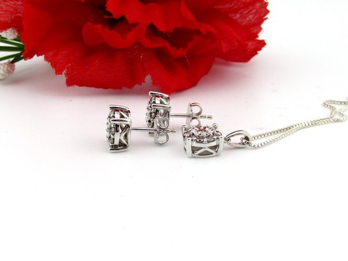 Juego de regalo collar y pendiente de diamantes (1,00 ctw) plata genuina natural real - Imagen 7 de 11