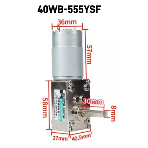 CW/CCW DC 12V 24V Turbo Worm Motor Right Angle Motor Adjustable Speed 10-500RPM - Picture 6 of 18