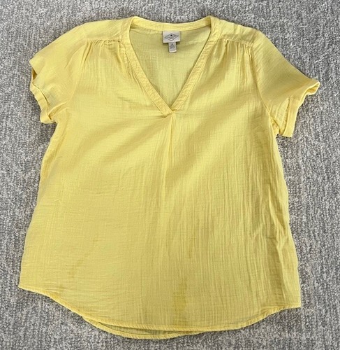 ST. JOHN'S BAY Womens Yellow Cotton SOFT Top T-shirt Blouse Size M NEW - Picture 2 of 3