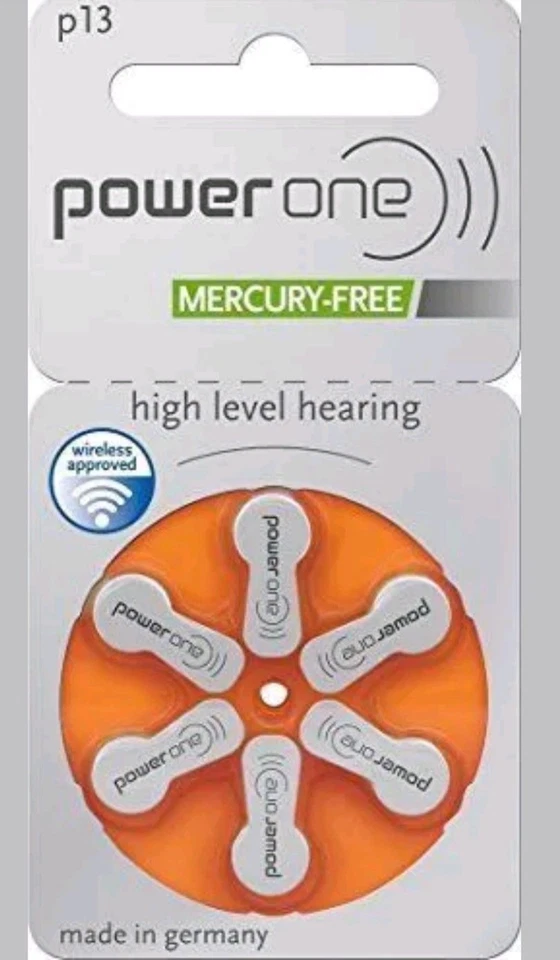 60 PowerOne слуховой аппарат размер 13 подлинный Mercury бесплатные батареи, Германия exp-2028 - Изображение 2 из 3