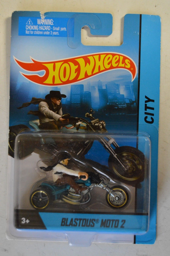 Hot Wheels Blastous Moto 2 Motorrad mit Fahrer Maßstab 1:64 Diecast türkis grün