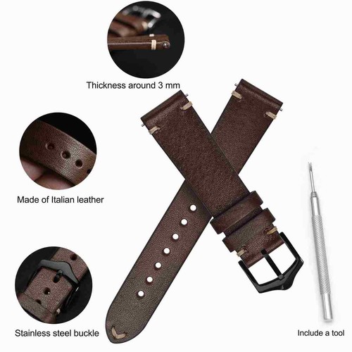 WOCCI Correa de Reloj Hombre Pulsera de Cuero 18 19 20 21 22 23 24mm Correas - Imagen 58 de 71