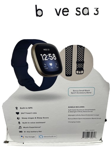 Paquete Fitbit FB511BKBKLBNDLS Versa 3, azul medianoche - Imagen 1 de 11